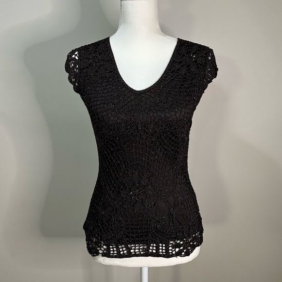 y2k top - Crochet Knit Blouse size small - Picture 2 of 5